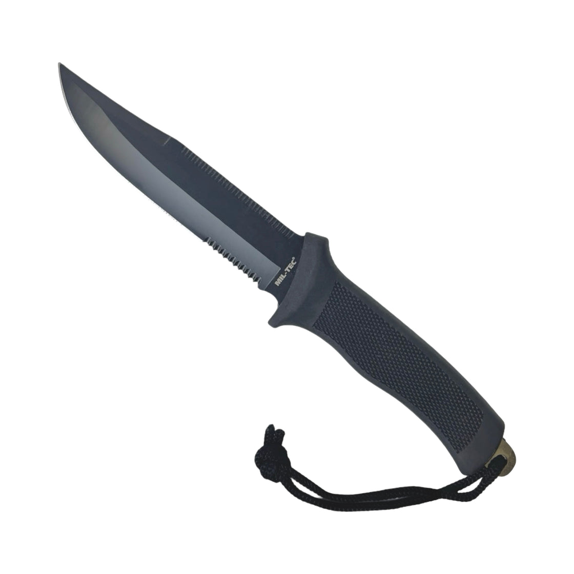 Mil-Tec Black Combat Knife with Rubber Handle