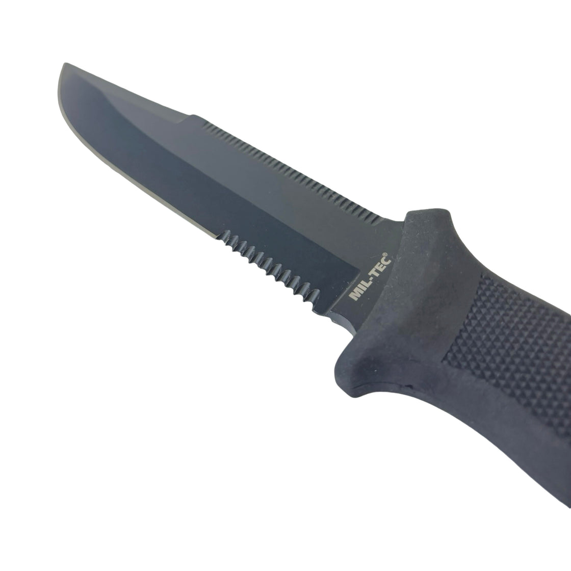 Mil-Tec Black Combat Knife with Rubber Handle
