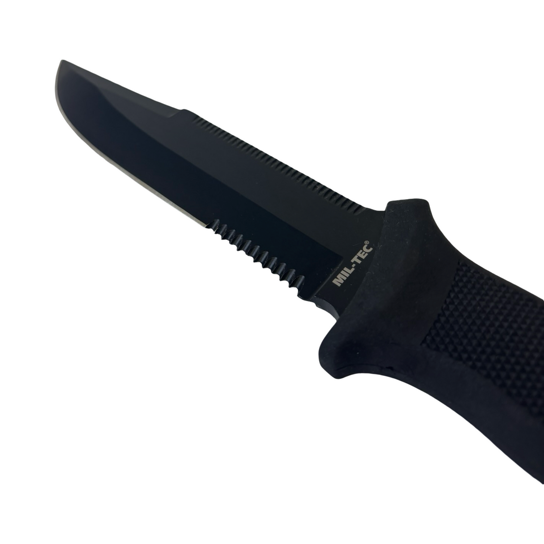 Mil-Tec Black Combat Knife with Rubber Handle