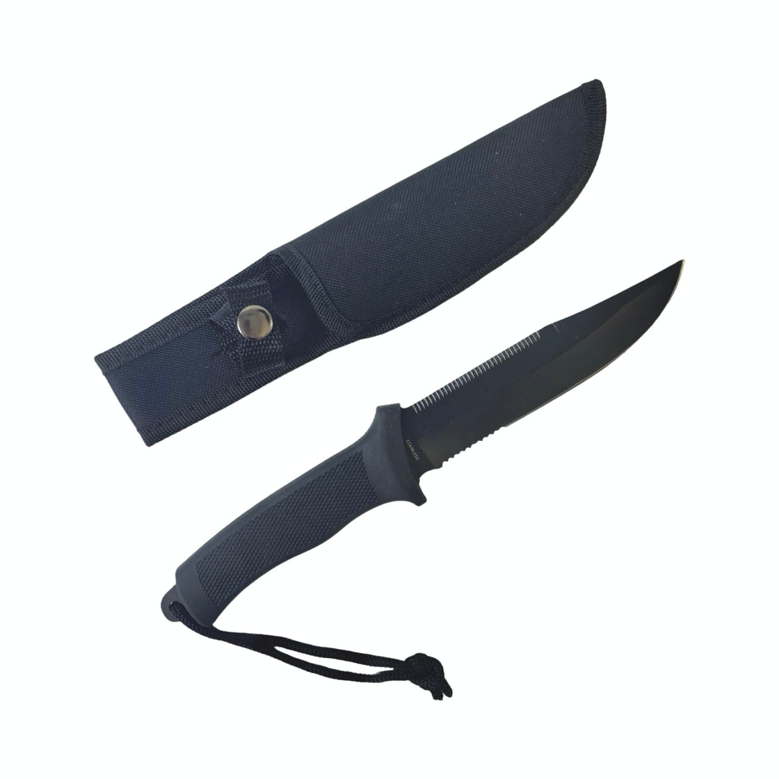 Mil-Tec Black Combat Knife with Rubber Handle