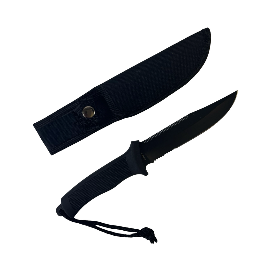 Mil-Tec Black Combat Knife with Rubber Handle