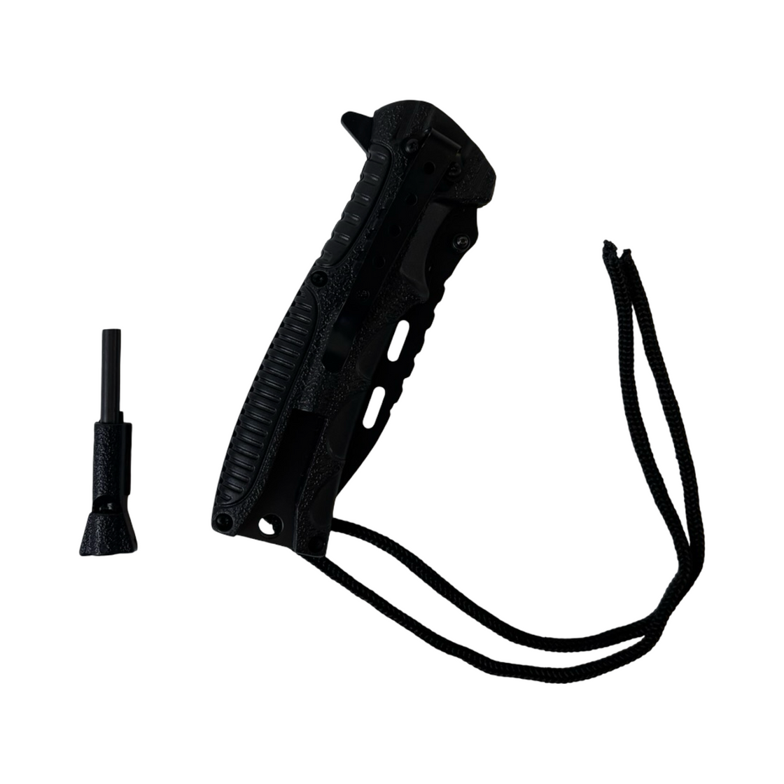 Mil-Tec Black One-Hand Knife with Paracord and Fire Starter