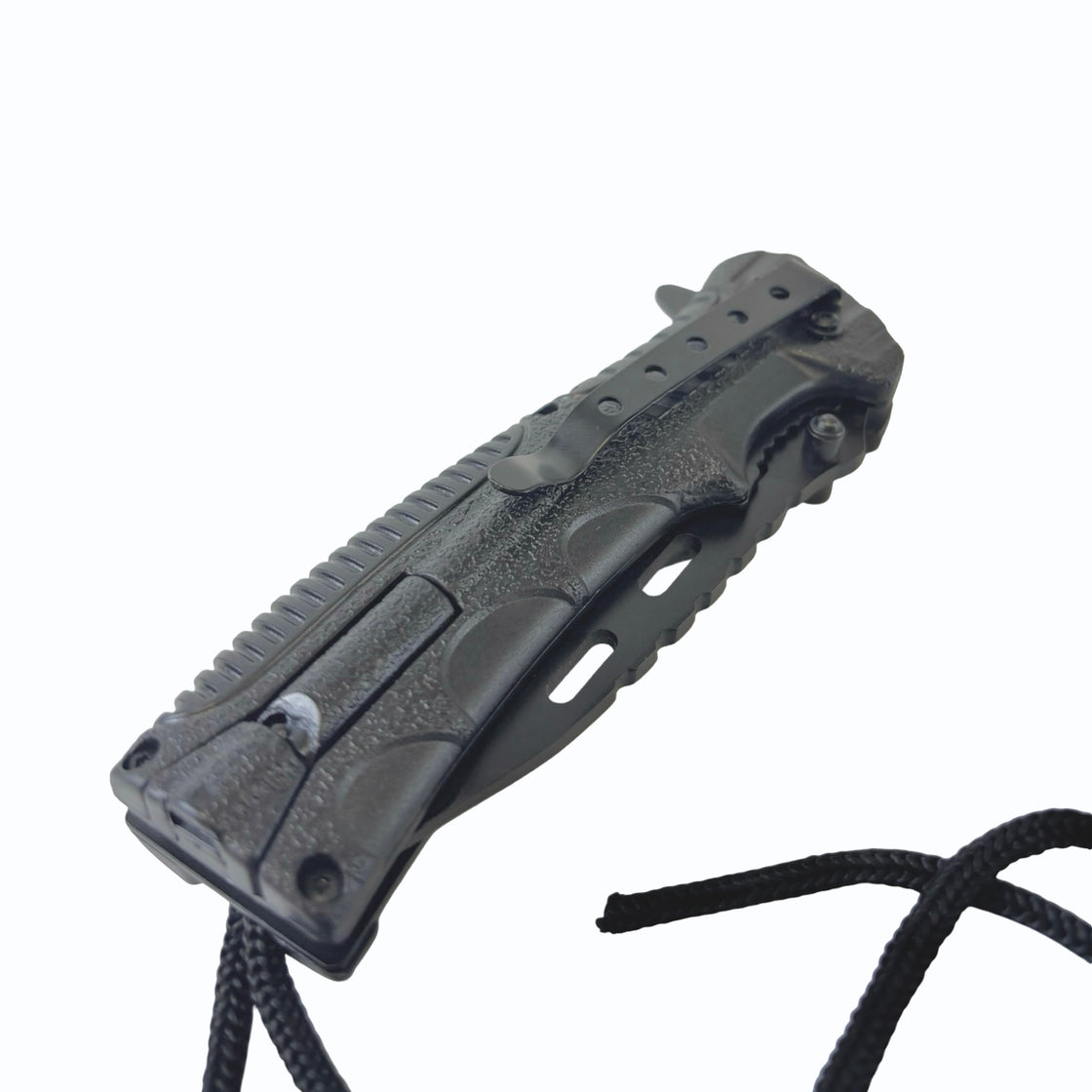 Mil-Tec Black One-Hand Knife with Paracord and Fire Starter