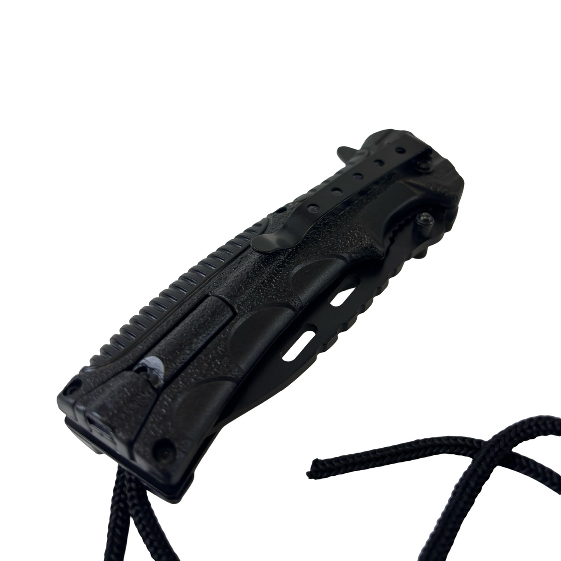 Mil-Tec Black One-Hand Knife with Paracord and Fire Starter