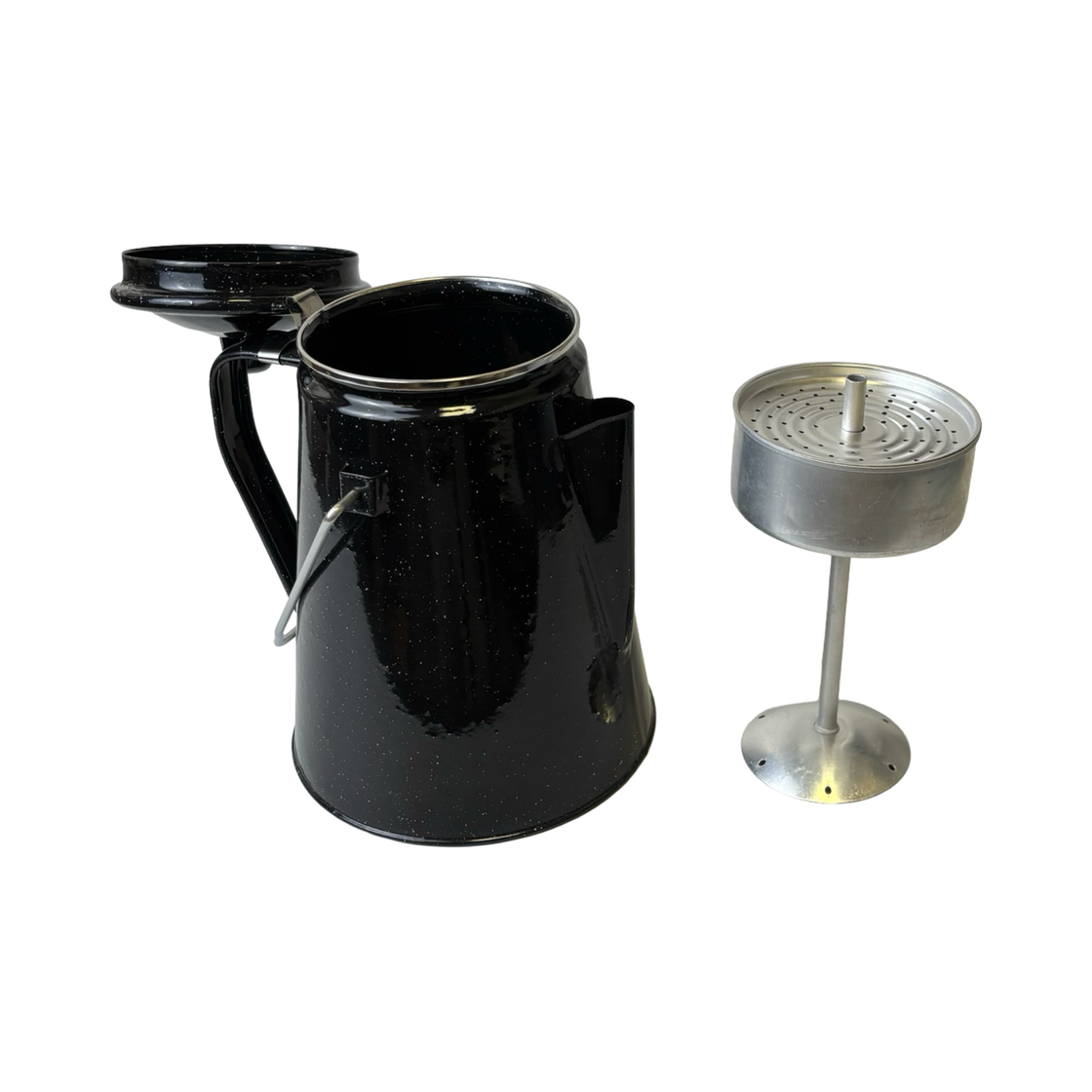 Mil-Tec Black Coffee Pot Enamelled with Percolator (8 Cups)