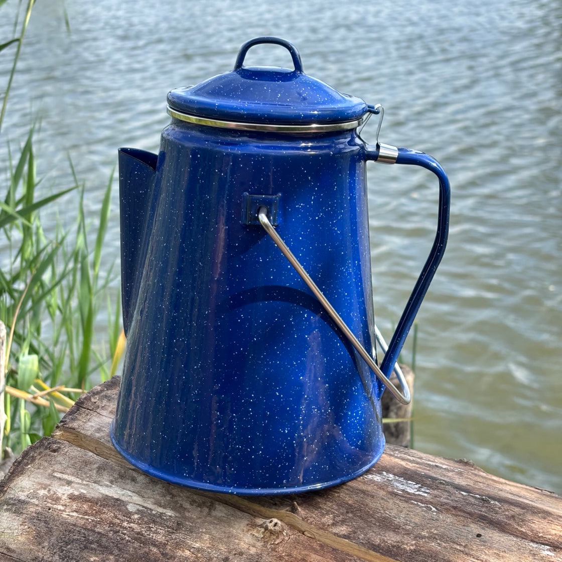 Mil-Tec Blue Coffee Pot Enamelled with Percolator (8 Cups)
