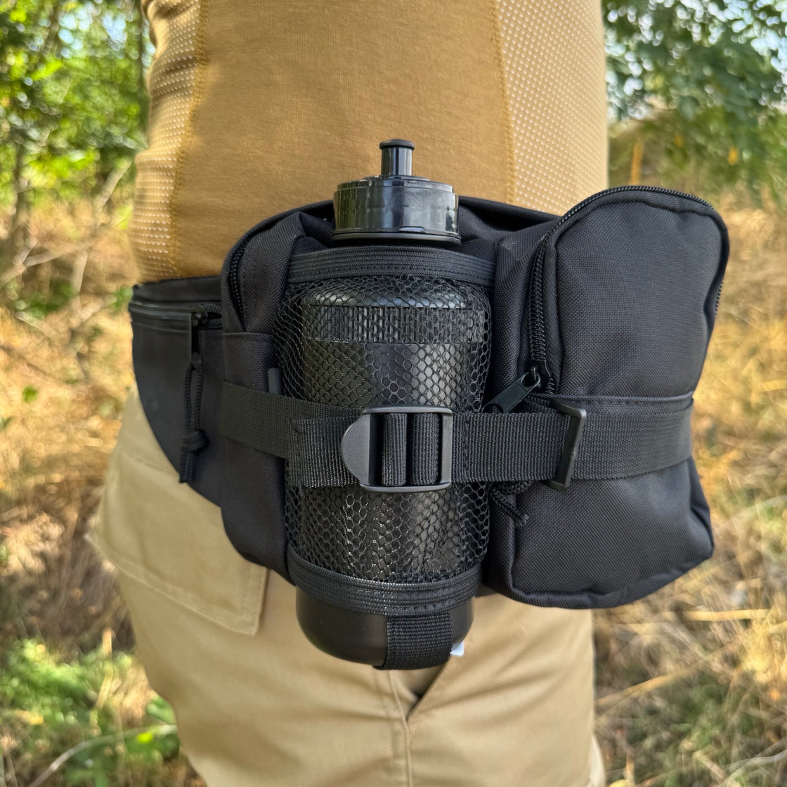 Mil-Tec Black Fanny Pack with Bottle