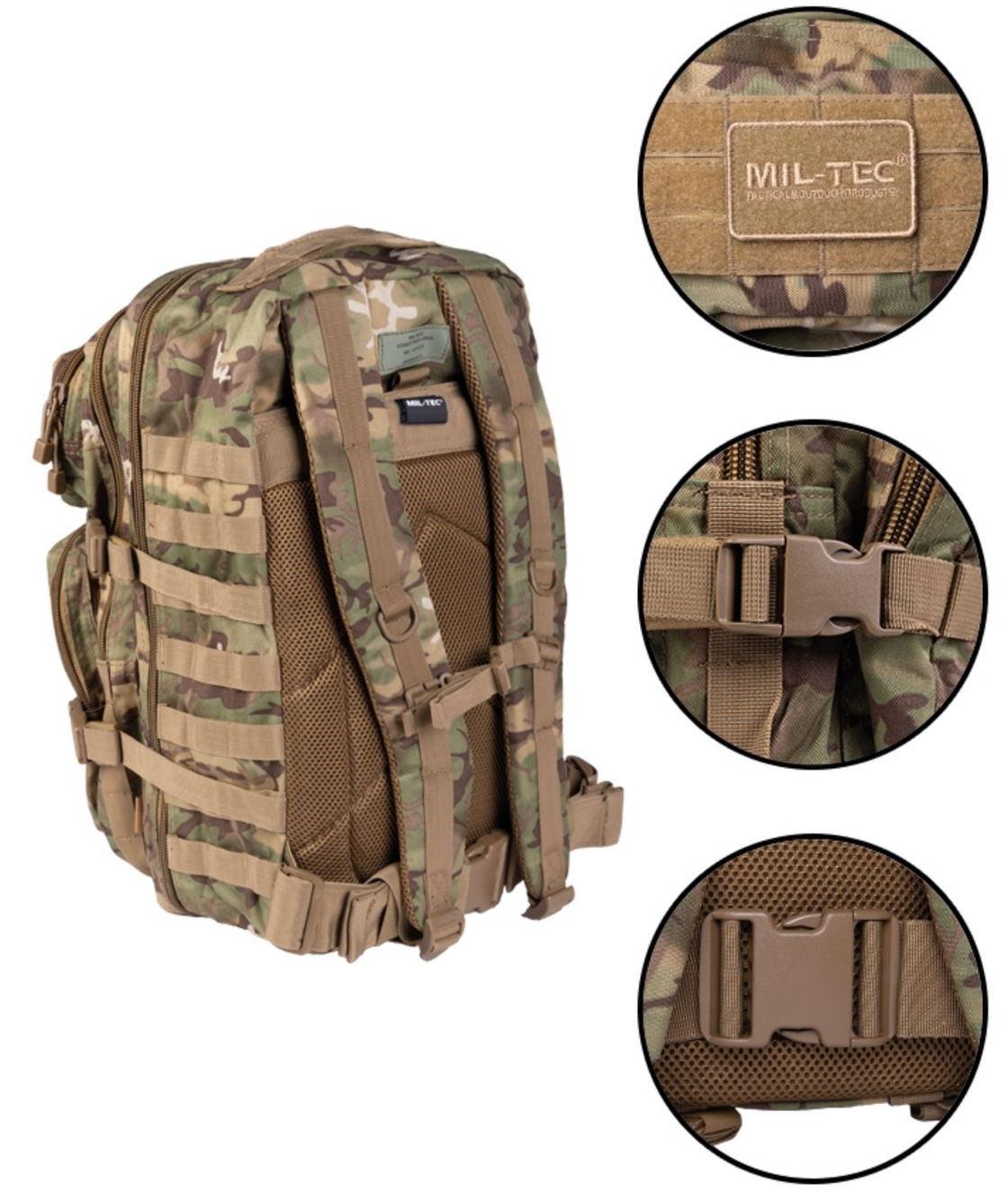 US Assault Large Backpack W/L-Arid 36L Mil-Tec