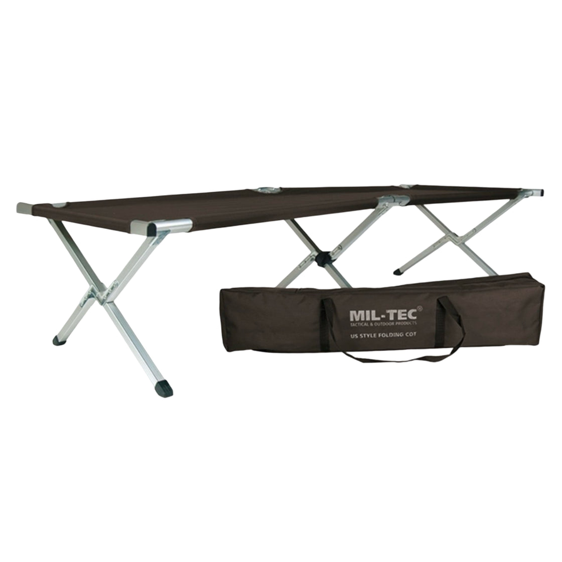 Mil-Tec Black US Style Aluminium Folding Cot with Bag